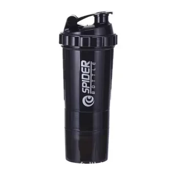 Protein Shaker & Gym Bottle 3 in 1 Stylish Package- BLACK