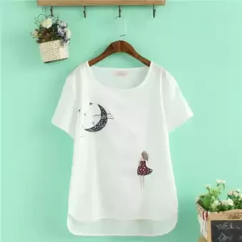 fashion tops ladies short sleeve casual girl's print new t-shirt