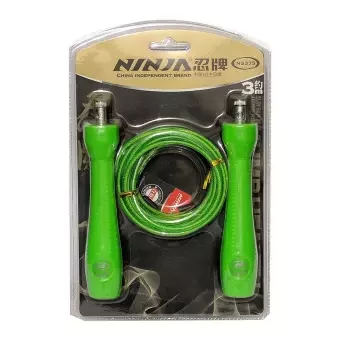 Steel Rope Free Ball Bearing Green Adjustable Racing Jump Rope