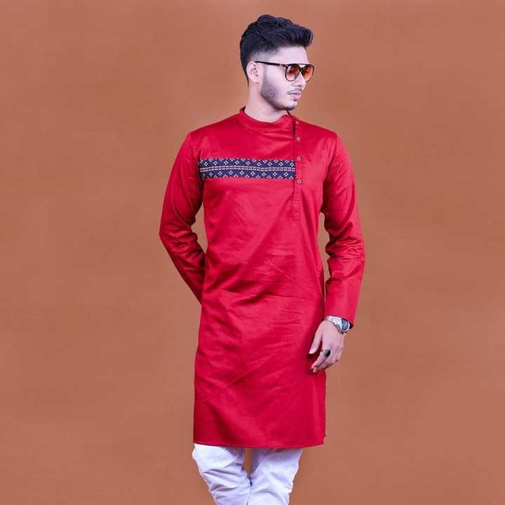 New Maroon Cotton Casual Semi Long Panjabi for Men