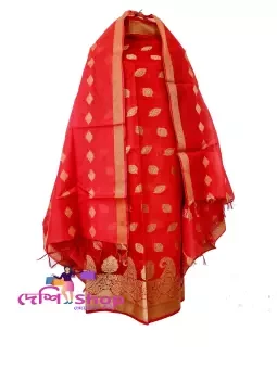 Red Jamdani katan 2 piece Kameez for women and girls fashion unstiched