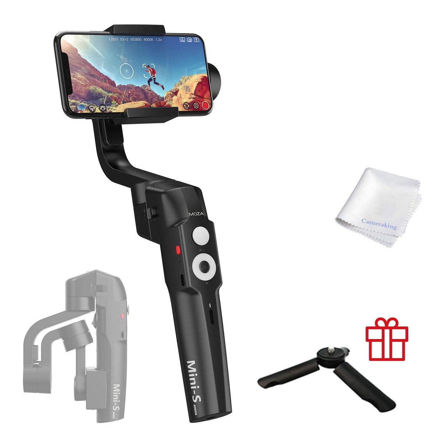 MOZA Mini-S Essential Foldable Gimbal stabilizer for Smartphone Timelapse Object Tracking Zoom Vertigo Inception 3-Axis Video Stabilizer for iPhone Xs/Max/Xr/X/11 Pro Max Samsung Note 9/S9 Huawei