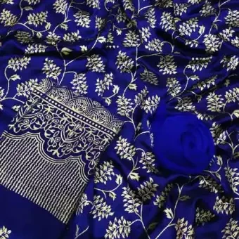 Silk Salwar Kameez For Women Three Piece Japanese Silk  Deep Blue