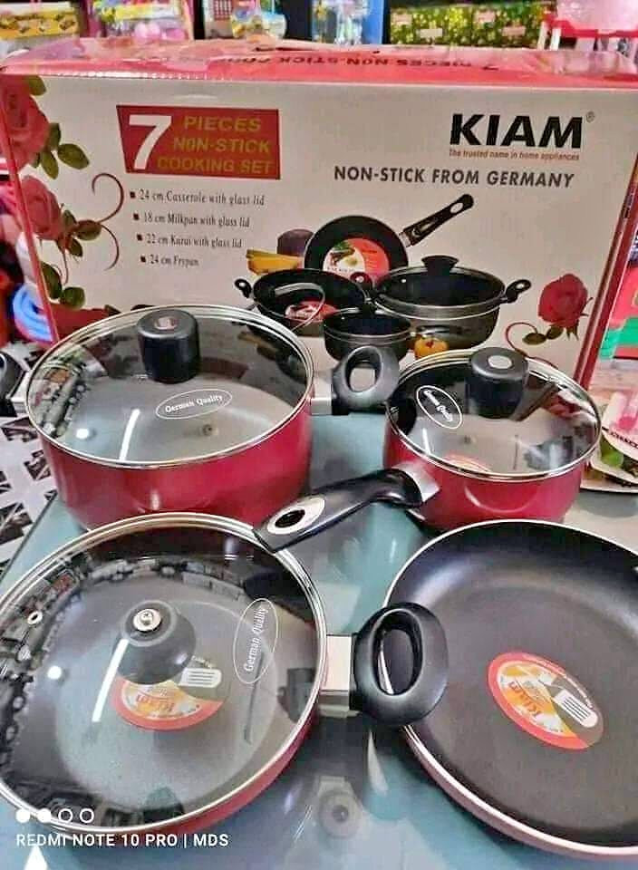 Kiam 7 Pcs Non-Stick Cookware set (Red)
