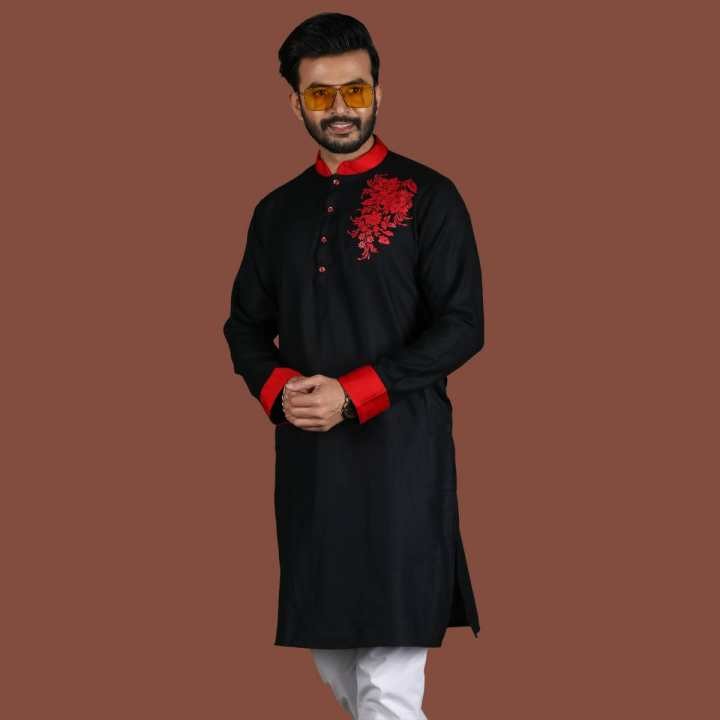 Black Printed Panjabi for men