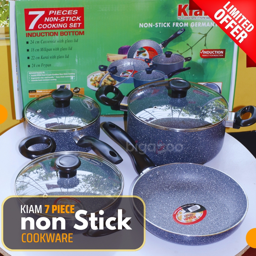 Original Kiam 7 Piece Non Stick Cookware  (Induction button) and  Marble Coating