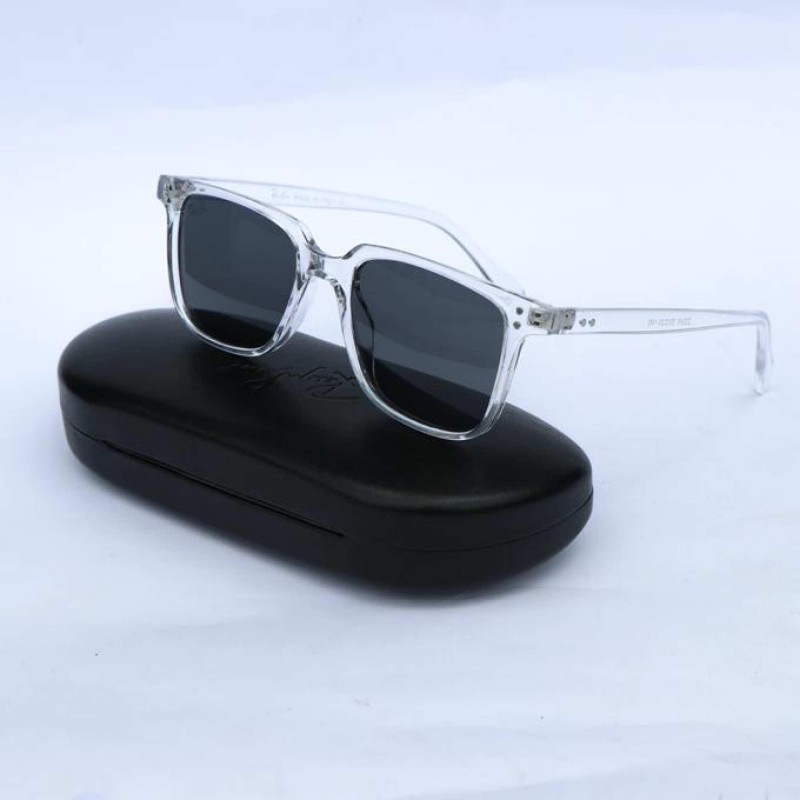 Black Lens White Frame Casual Sunglasses for Men