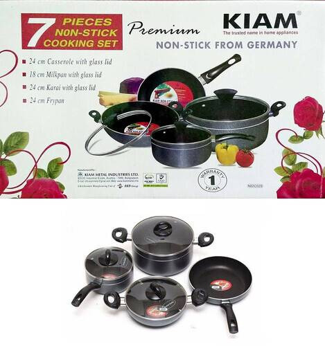 Kiam 7 Pcs Non-Stick Cookware set (black)