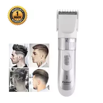 KM-9020 Exclusive Rechargeable Hair Clipper & Trimmer - White & Silverpper & Trimmer