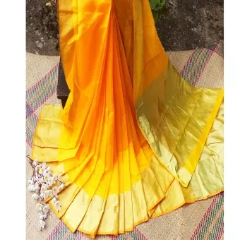 Fagun Special Yellow & Golden Halfsilk Saree for Women
