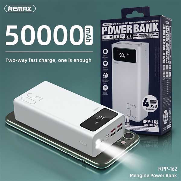 REMAX RPP-162 50000MAH MENGINE SERIES POWER BANK PowerBank 50000mAh Safest Power Bank Big_Capacity Power Bank with LED Display For iPhone Android Uiaomi Samsung Huawei All in One