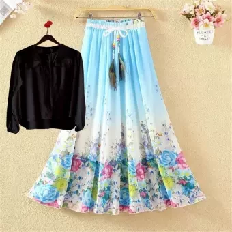 Best Digital Printed Women Tops And Skirt Two Piece Set