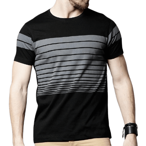 T-Shirt for Men - Black Cotton Short Sleeve
