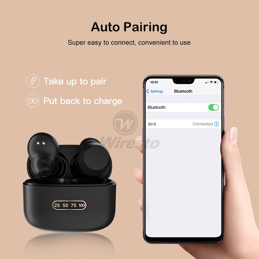 TWS Wireless Earbuds Bluetooth 5.0 Earphones Wiresto M8