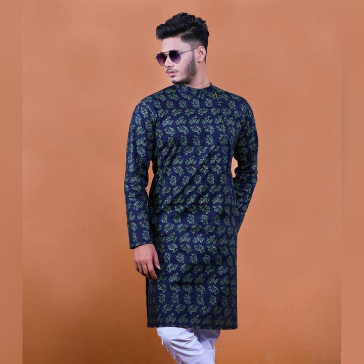 New Navy Printed Panjabi for men