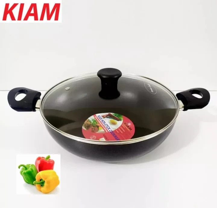 Kiam Original product Non-Stick 30 CM Karai With Glass Lid