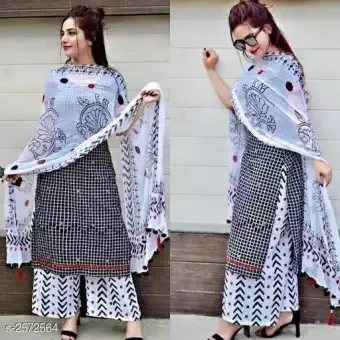 Best Unstitched Block Printed Cotton Salwar Kamiz