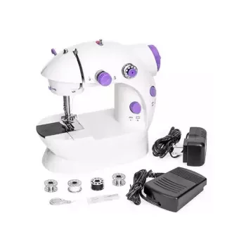 Mini Sewing Machine - Dual Speed Portable Mini Electric Pedal Double Threads Rewind Swing Machine