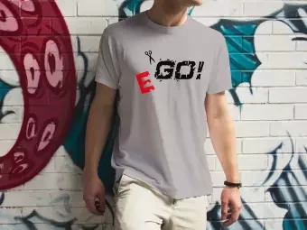 Ego Trendy Half Sleeve T-Shirt For Men - Silver