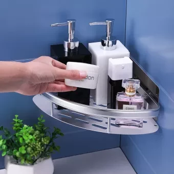 Aluminum Shower Caddy Shelf Bathroom Corner Rack Bath Storage Holder Organizer