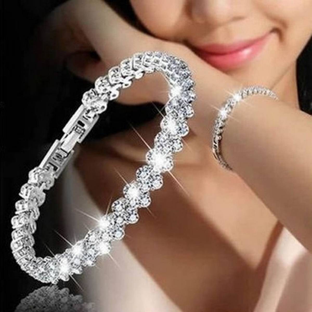 Women Fashion Roman Style Zircon Crystal Bracelet Bangles for Gifts