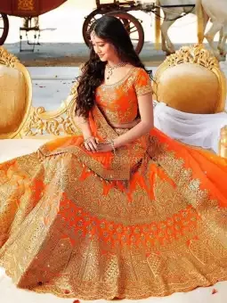 Embroidery Work Semi-stitched Georgette Lehenga for women.