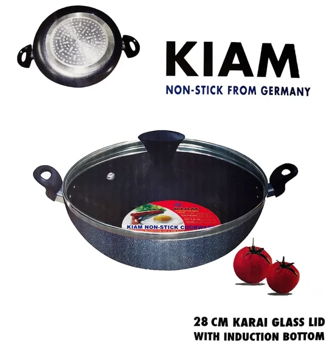 Kiam original product Non-Stick 28 CM Karai With Glass Lid