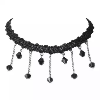 Black Flower Rhinestone Choker Necklace Women necklace Fashion