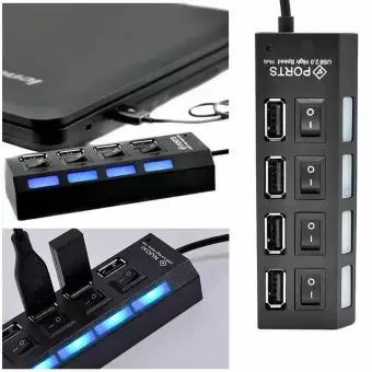 4 Ports USB 2.0 Hub On/off Switch Multi Splitter For Laptop/PC/Desktop