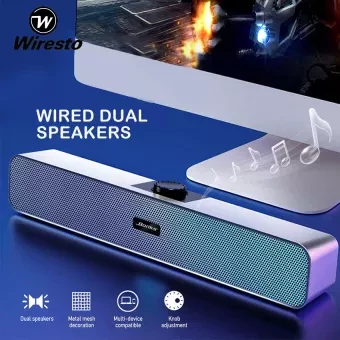 Best Mini Audio Soundbar Speaker Computer Sound Bar PC Gaming Wired Soundbars Bluetooth Wireless Speakers USB Connection Portable Subwoofer Multimedia Speakers TV Sound Home Theater Surround Sound Bar