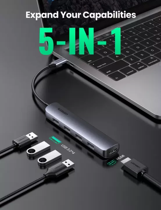 USB C Hub Mini Size USB Type C 3.1 to 4K HDMI RJ45 PD USB 3.0 OTG Adapter USB C Dock for MacBook Air 2020/2019/2018, Macbook Pro, iPad Pro 2020,iPad Air 2020, Samsung Galaxy S20, S10, PC USB HU