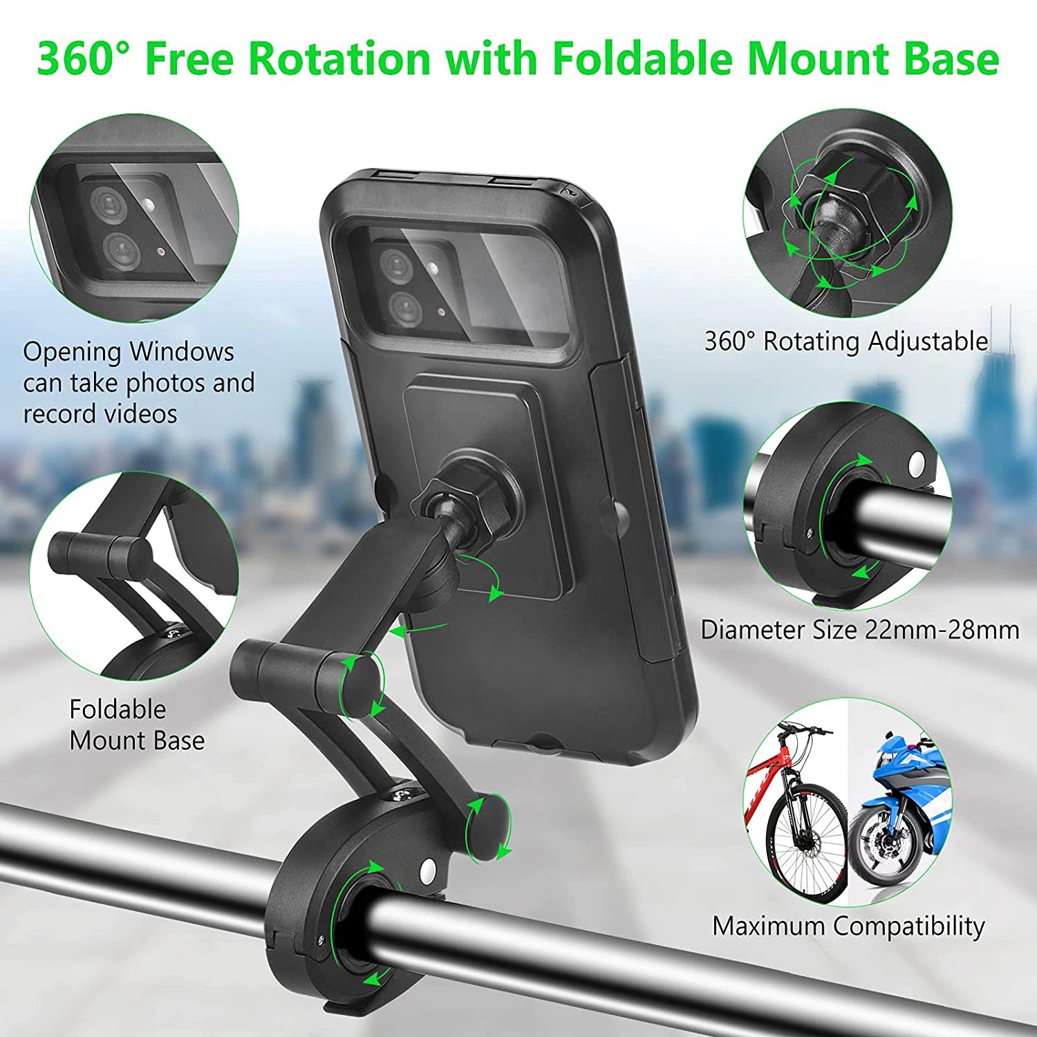 Waterproof Bike Motorcycle Handlebar Mobile Phone Stand Mount